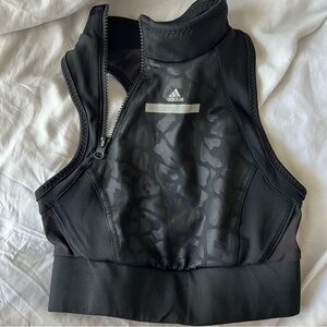 Adidas x Stella McCartney Black Active Bra Crop Top XS asymmetrical zipper